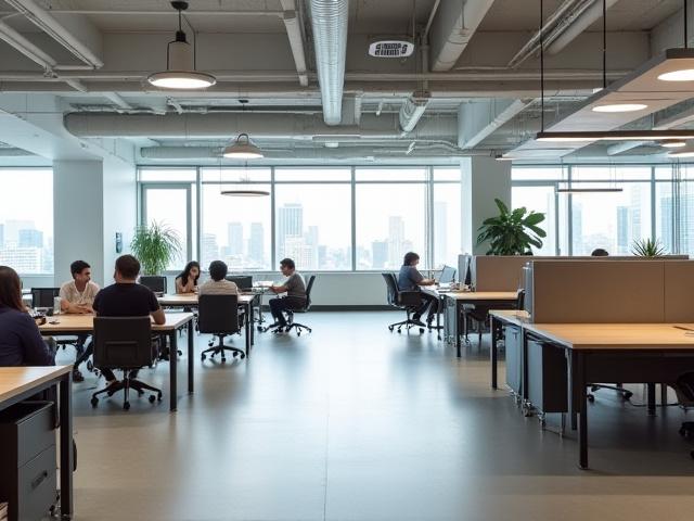 Stilrent kontorlandskap med åpne flater og designmøbler, et prosjekt av Kvitre Rom